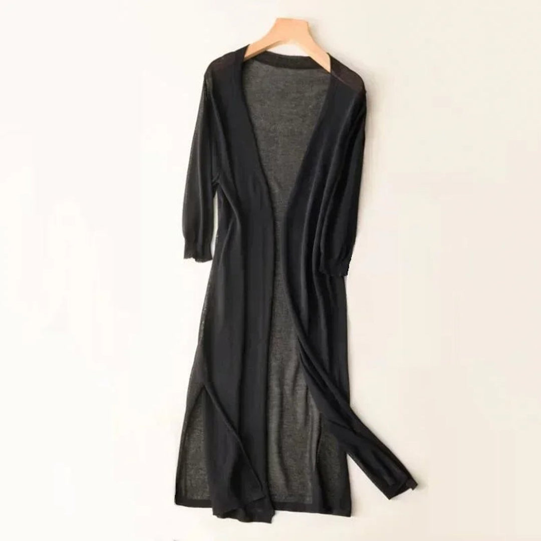 Women's Lightweight Open-Front Midi Knit Cardigan
