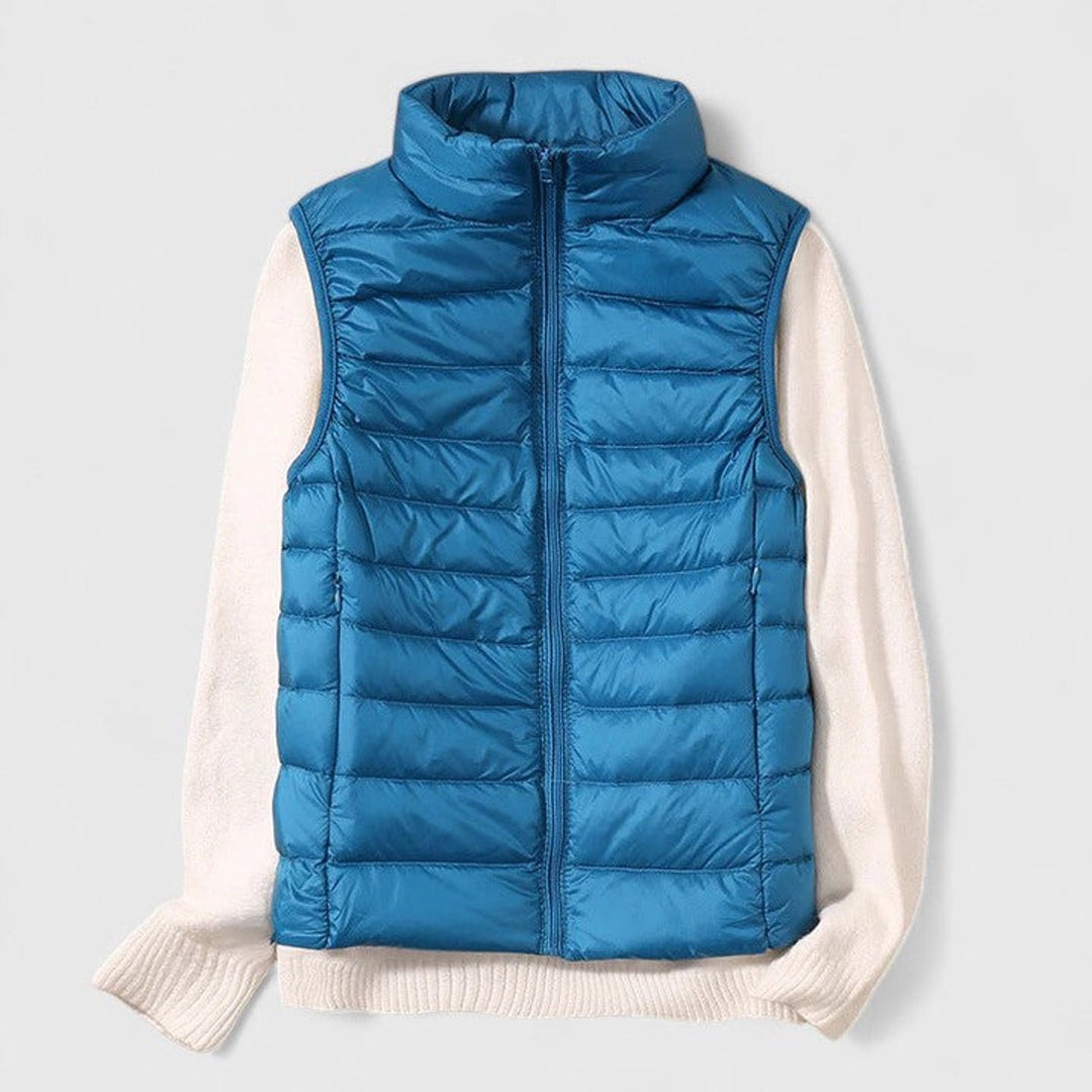 Women's Lightweight Quilted Puffer Vest Sleeveless Zip-Up Jacket - Sky Blue