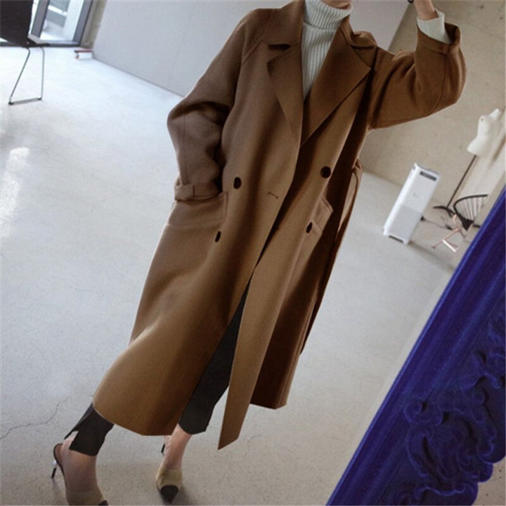 Women's Long Cashmere Blend Double-Breasted Coat