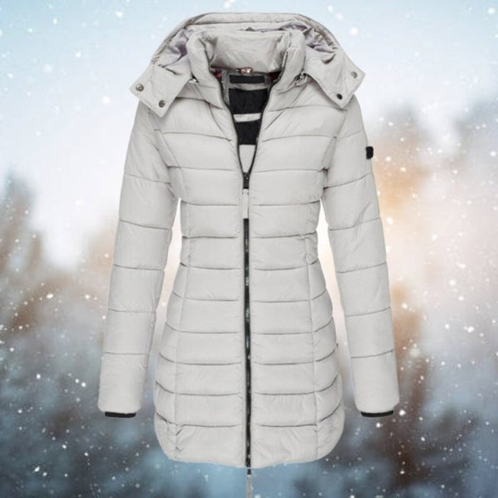 Women's Long Hooded Quilted Jacket Zip-Up Puffer Coat - Gray