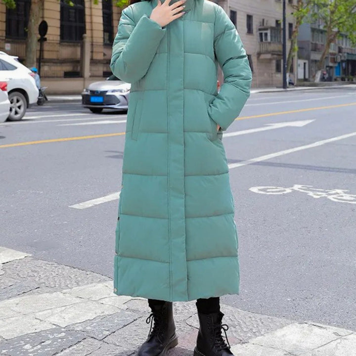Women's Long Quilted Padded Puffer Winter Coat - Green