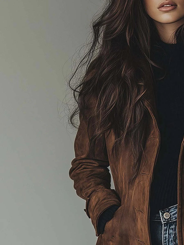Women's Longline Double-Breasted Tailored Trench Coat