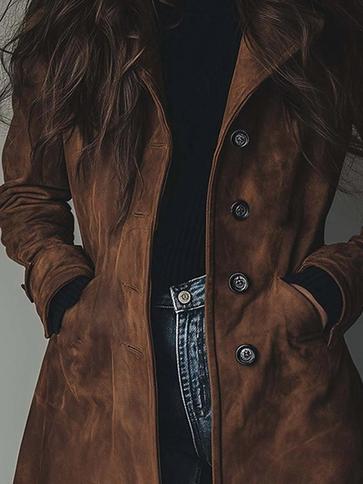Women's Longline Double-Breasted Tailored Trench Coat