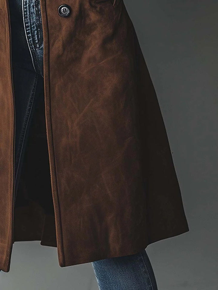 Women's Longline Double-Breasted Tailored Trench Coat