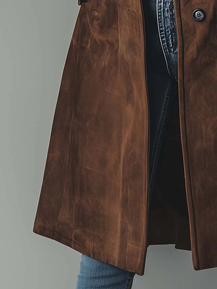 Women's Longline Double-Breasted Tailored Trench Coat