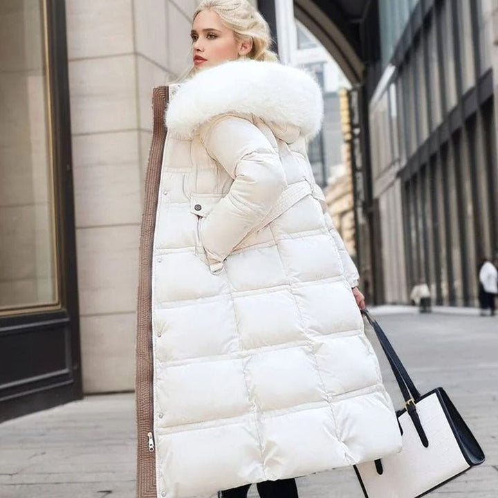 Women's Luxury Designer Fur-Hood Long Puffer Winter Parka