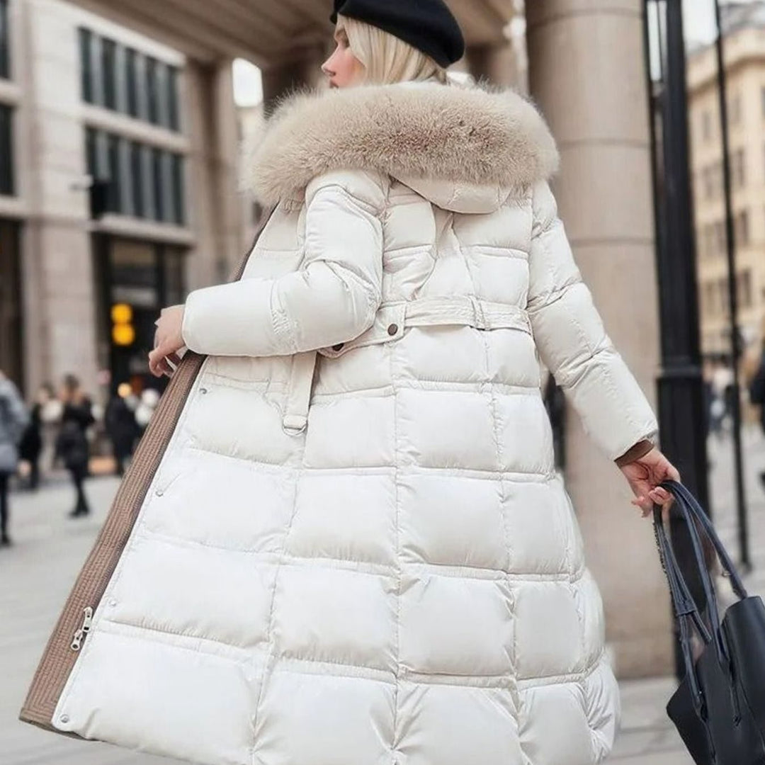Women's Luxury Designer Fur-Hood Long Puffer Winter Parka