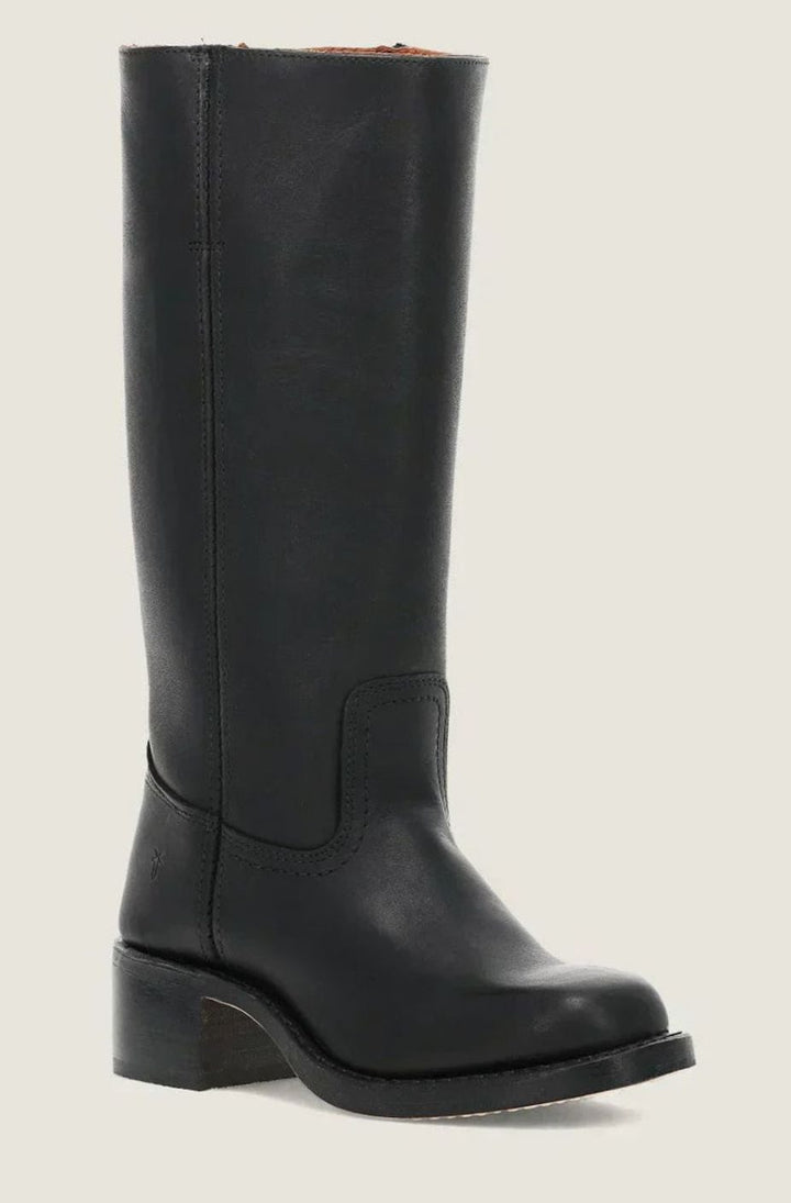 Women's Mid-Calf Classic Leather Western Boots Stacked Heel
