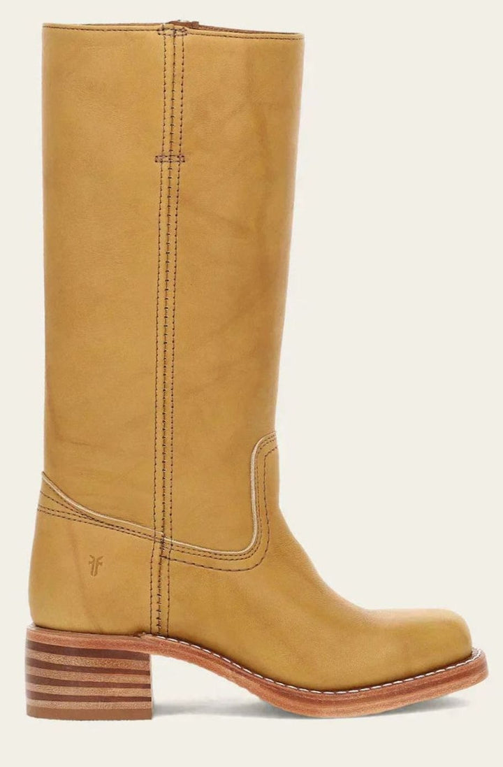 Women's Mid-Calf Classic Leather Western Boots Stacked Heel