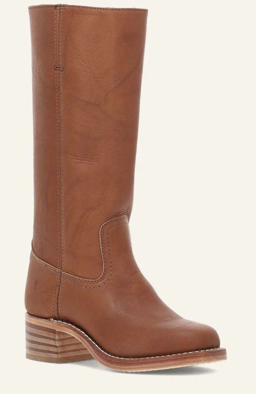 Women's Mid-Calf Classic Leather Western Boots Stacked Heel