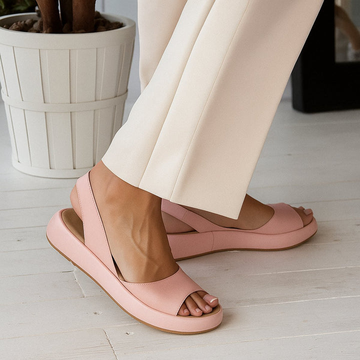 Women's Minimalist Open-Toe Cushioned Platform Sandals - Pink