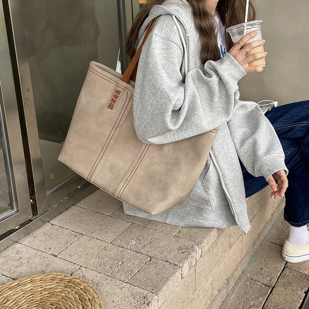 Women's Minimalist Structured Faux Leather Tote Bag