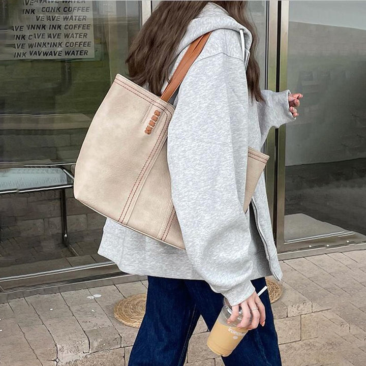 Women's Minimalist Structured Faux Leather Tote Bag