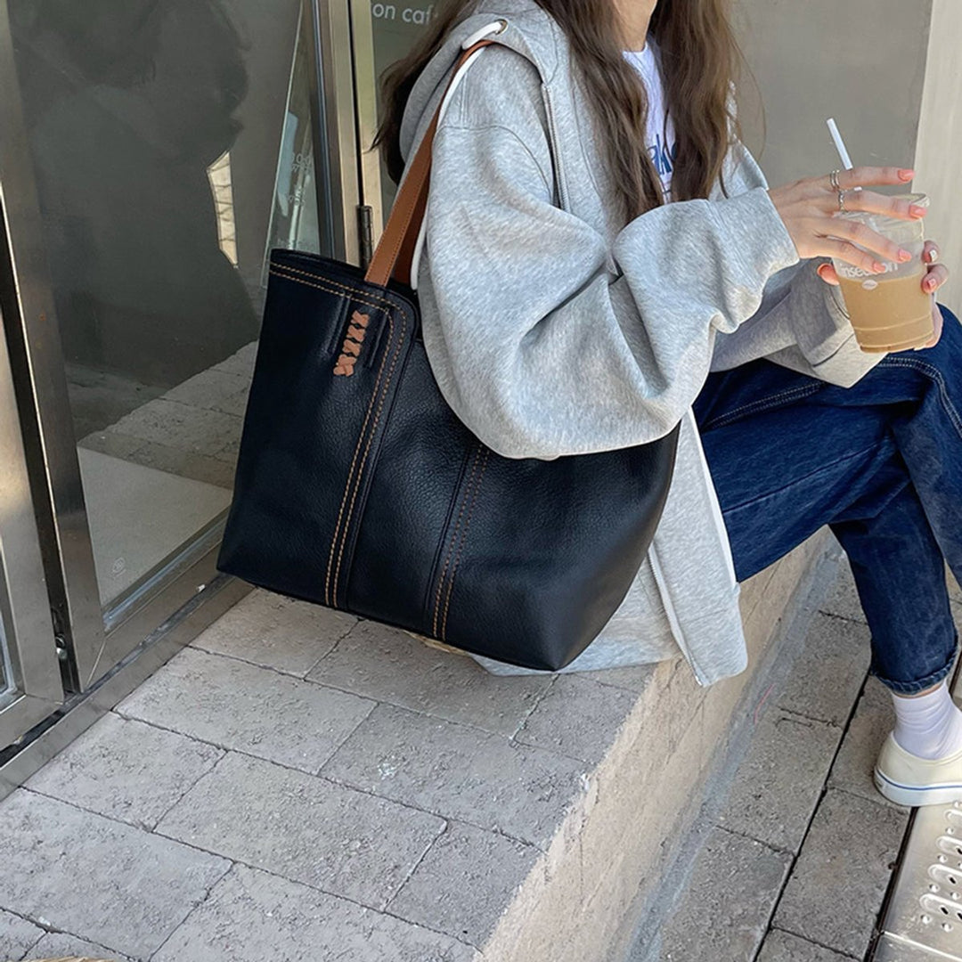 Women's Minimalist Structured Faux Leather Tote Bag