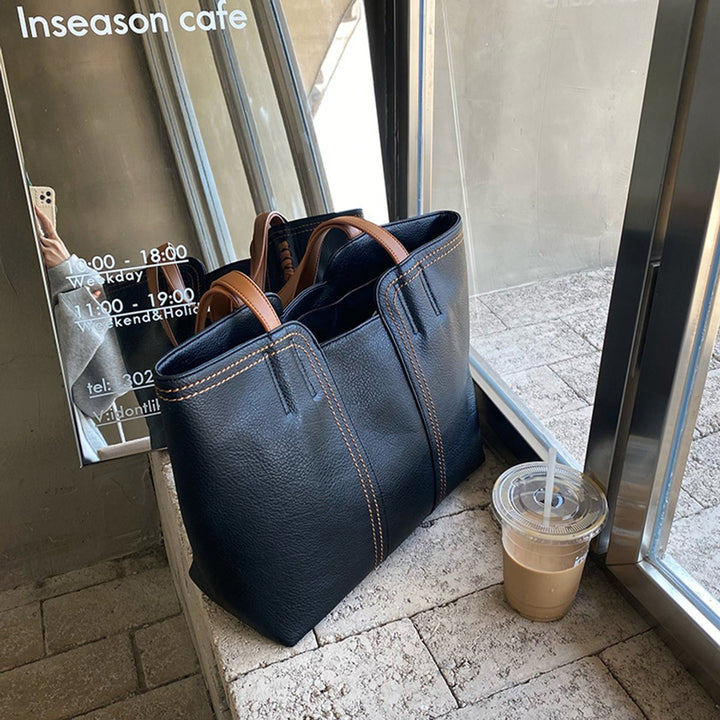 Women's Minimalist Structured Faux Leather Tote Bag