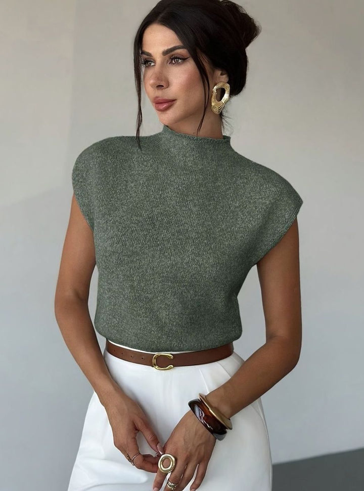 Women's Mock Neck Knitted Sweater Vest
