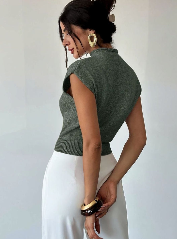 Women's Mock Neck Knitted Sweater Vest