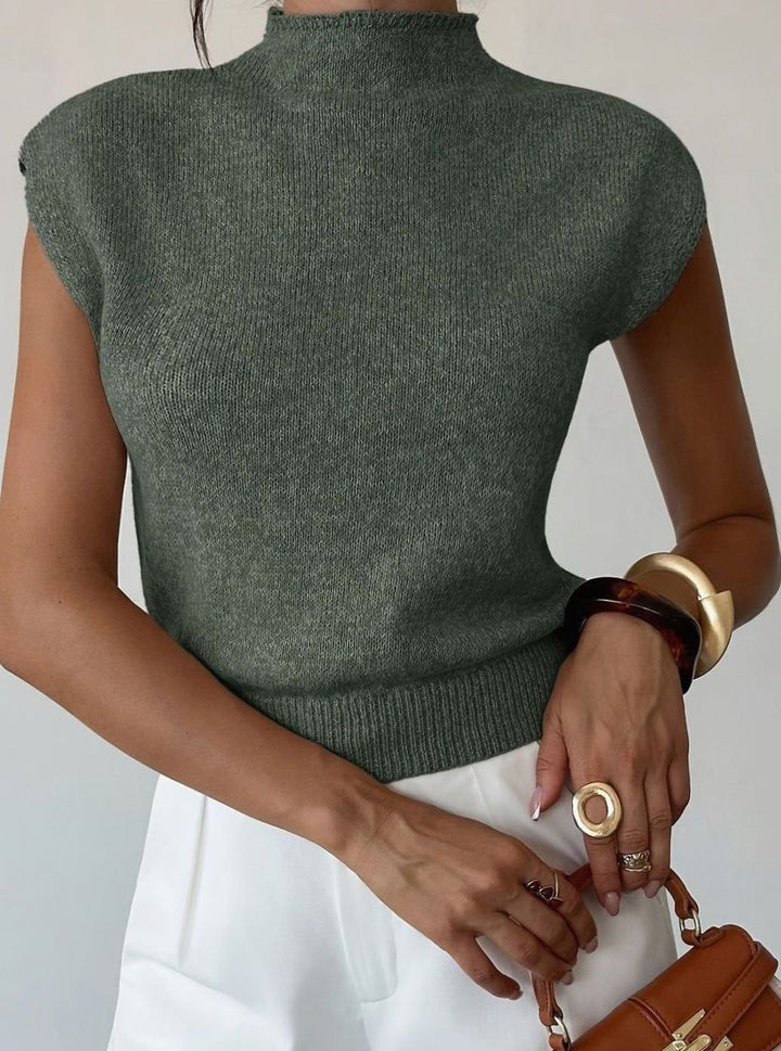 Women's Mock Neck Knitted Sweater Vest