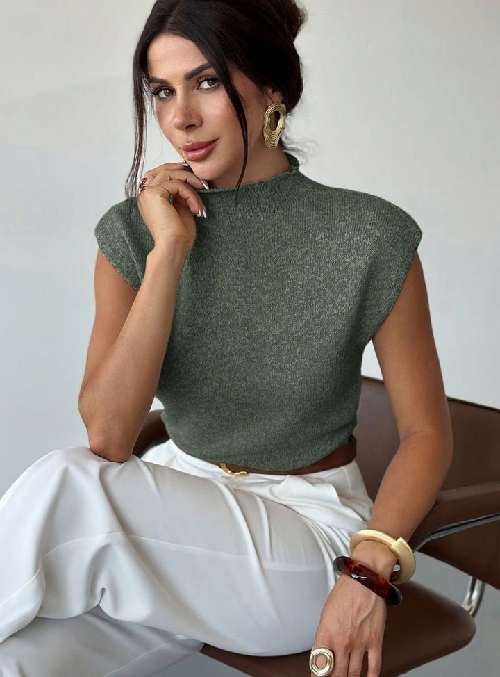 Women's Mock Neck Knitted Sweater Vest