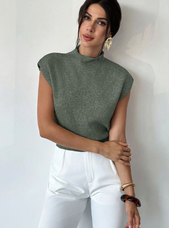 Women's Mock Neck Knitted Sweater Vest