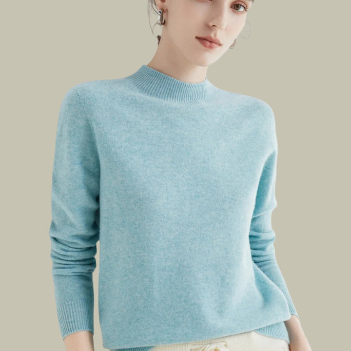 Women's Mock Neck Merino Wool Sweaters Soft Knit Pullover