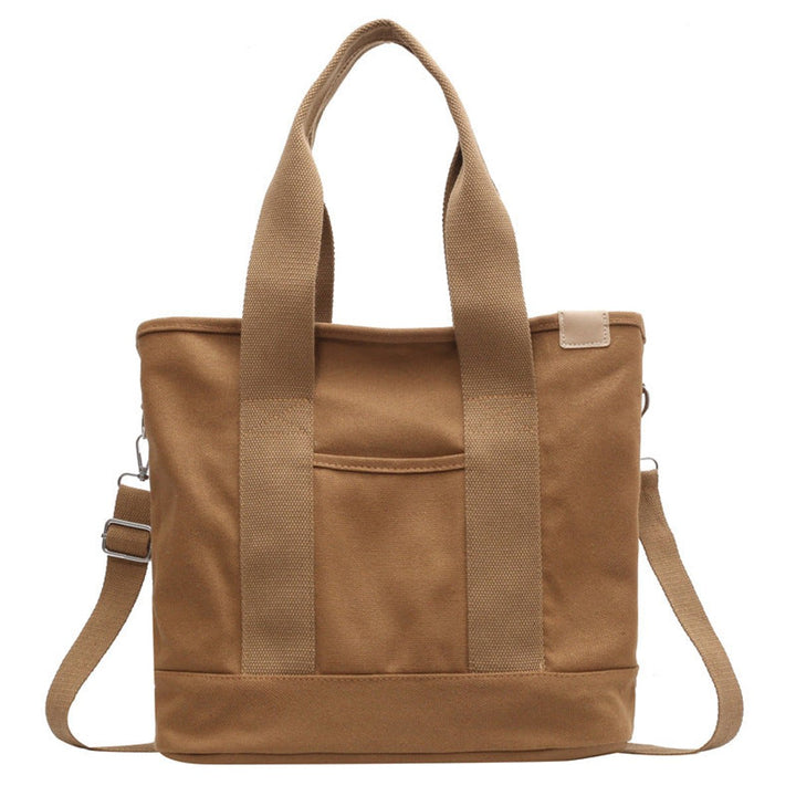 Women's Multifunction Crossbody Canvas Tote Bag Adjustable Shoulder Strap - Khaki