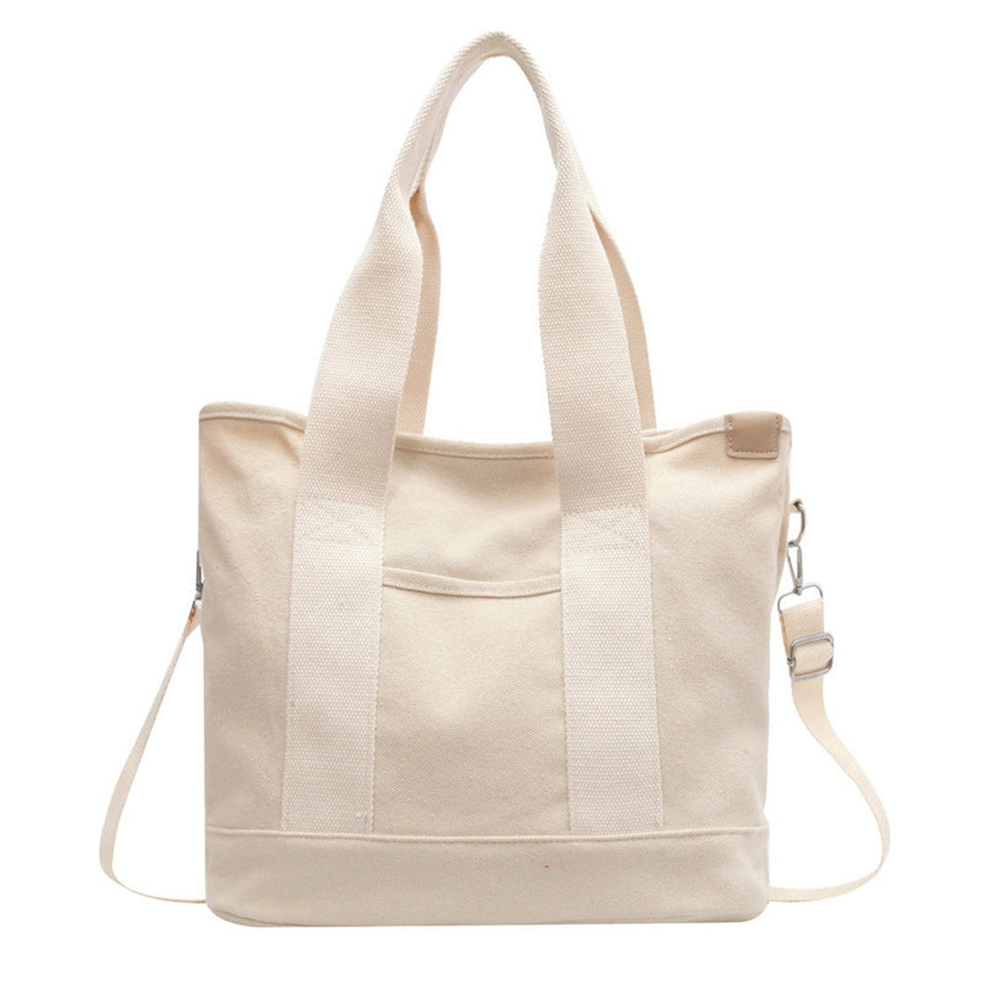 Women's Multifunction Crossbody Canvas Tote Bag Adjustable Shoulder Strap - Weiß