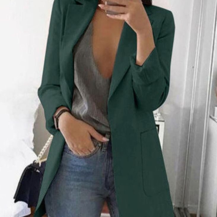 Women's Open-Front Lapel Long-Sleeve Casual Smart Blazer