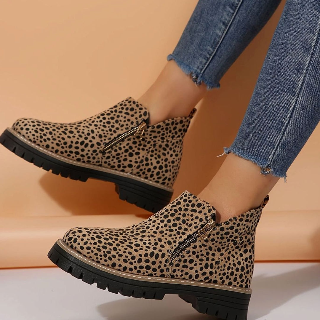 Women's Orthopedic Ankle Boots Leopard Print Side-Zip Booties