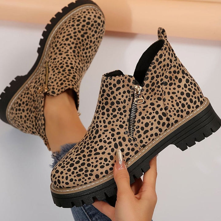 Women's Orthopedic Ankle Boots Leopard Print Side-Zip Booties