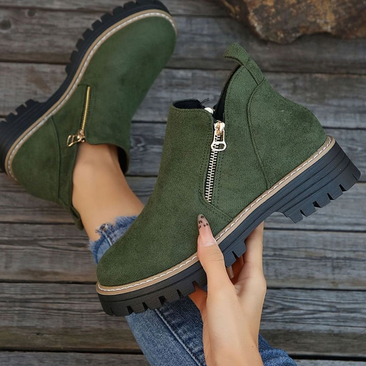 Women's Orthopedic Ankle Boots Leopard Print Side-Zip Booties - Green