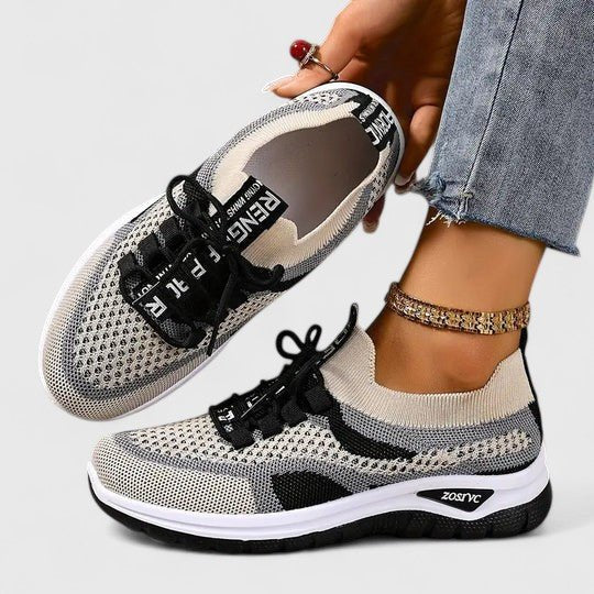 Women's Orthopedic Arch-Support Breathable Mesh Lace-Up Walking Sneakers