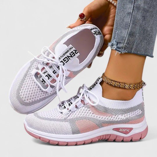 Women's Orthopedic Arch-Support Breathable Mesh Lace-Up Walking Sneakers