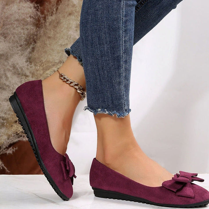 Women's Orthopedic Bow-Detail Slip-On Comfort Shoes Ballet Flats - Burgundy