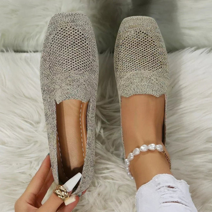 Women's Orthopedic Breathable Knit Slip-On Square-Toe Loafers