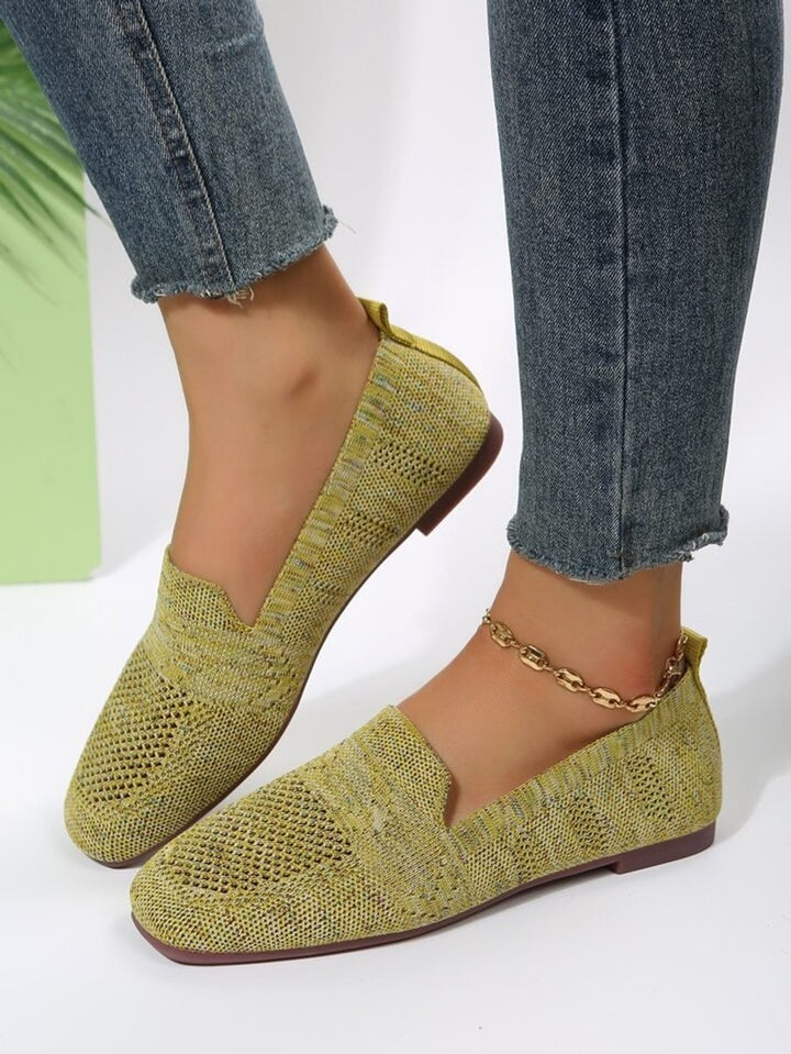 Women's Orthopedic Breathable Knit Slip-On Square-Toe Loafers - Green