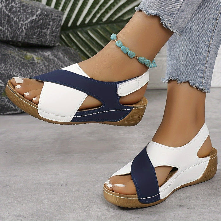 Women's Orthopedic Color-Block Wedge Slingback Sandals - Blue (Almost Sold Out!)