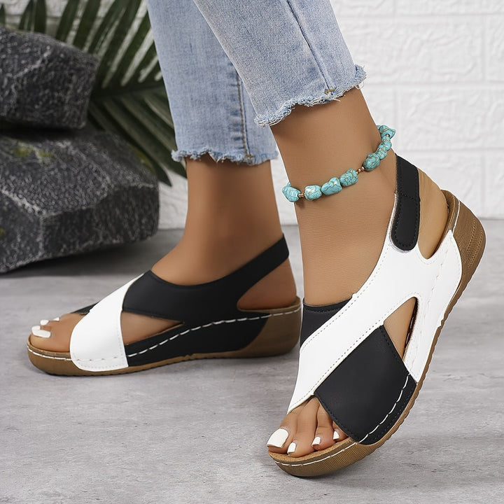 Women's Orthopedic Color-Block Wedge Slingback Sandals