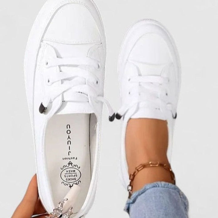 Women's Orthopedic Cushioned Lace-Up Low-Top Sneakers, White