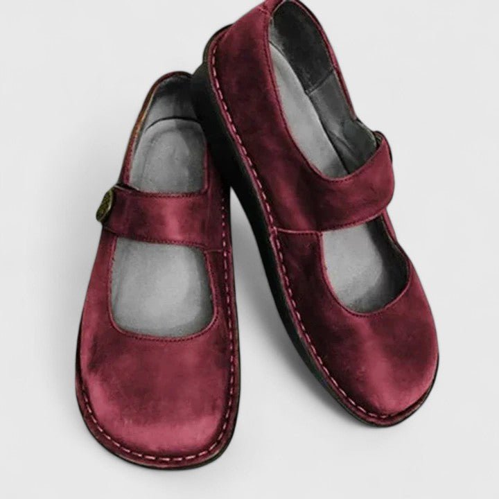Women's Orthopedic Cushioned Mary Jane Flat Shoes - Red