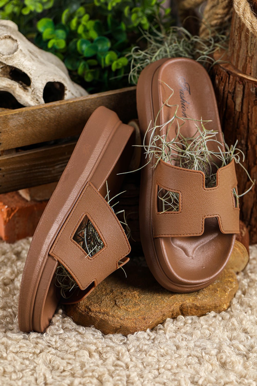 Women's Orthopedic Cut-Out Platform Slide Sandals
