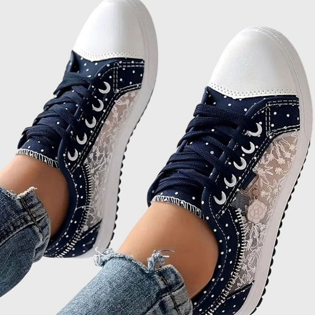 Women's Orthopedic Floral Mesh Lace-Up Low-Top Sneakers