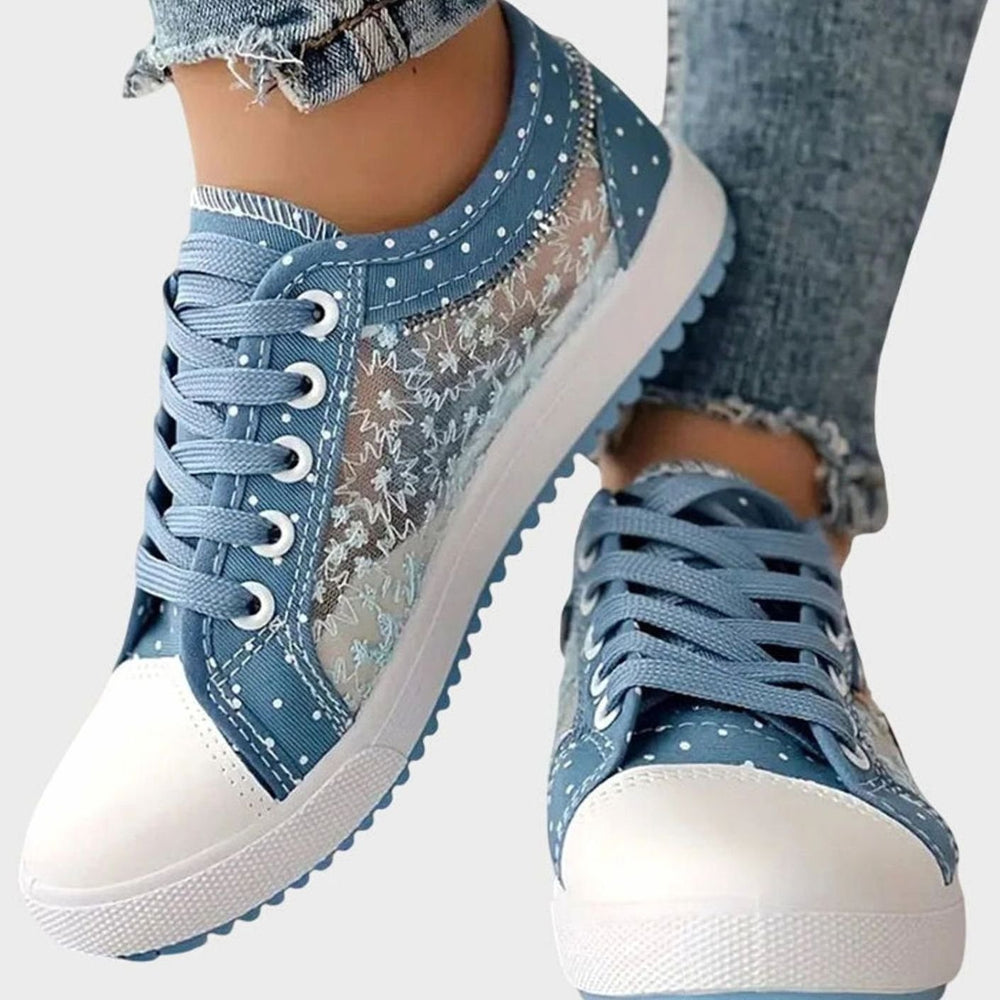 Women's Orthopedic Floral Mesh Lace-Up Low-Top Sneakers
