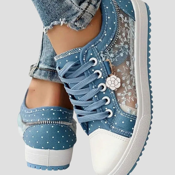 Women's Orthopedic Floral Mesh Lace-Up Low-Top Sneakers