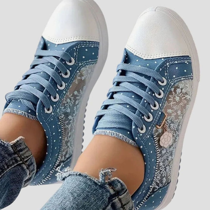Women's Orthopedic Floral Mesh Lace-Up Low-Top Sneakers