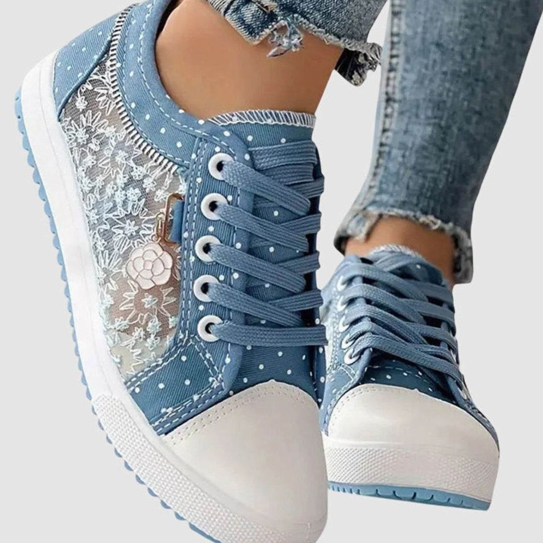 Women's Orthopedic Floral Mesh Lace-Up Low-Top Sneakers