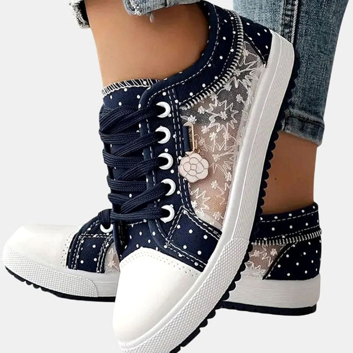 Women's Orthopedic Floral Mesh Lace-Up Low-Top Sneakers