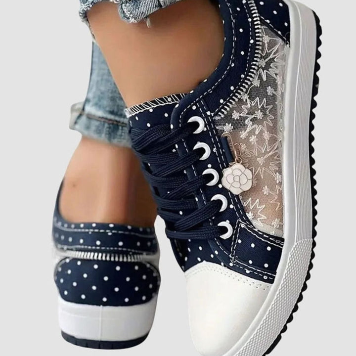 Women's Orthopedic Floral Mesh Lace-Up Low-Top Sneakers