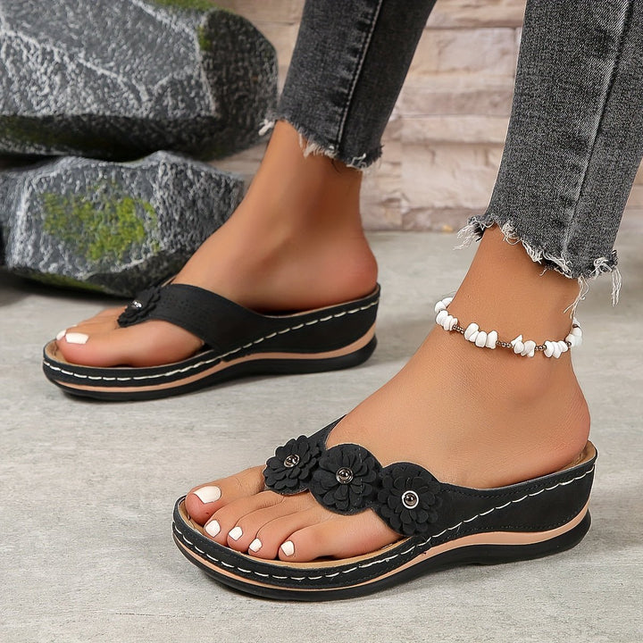 Women's Orthopedic Floral Wedge Flip-Flop Sandals Arch Support