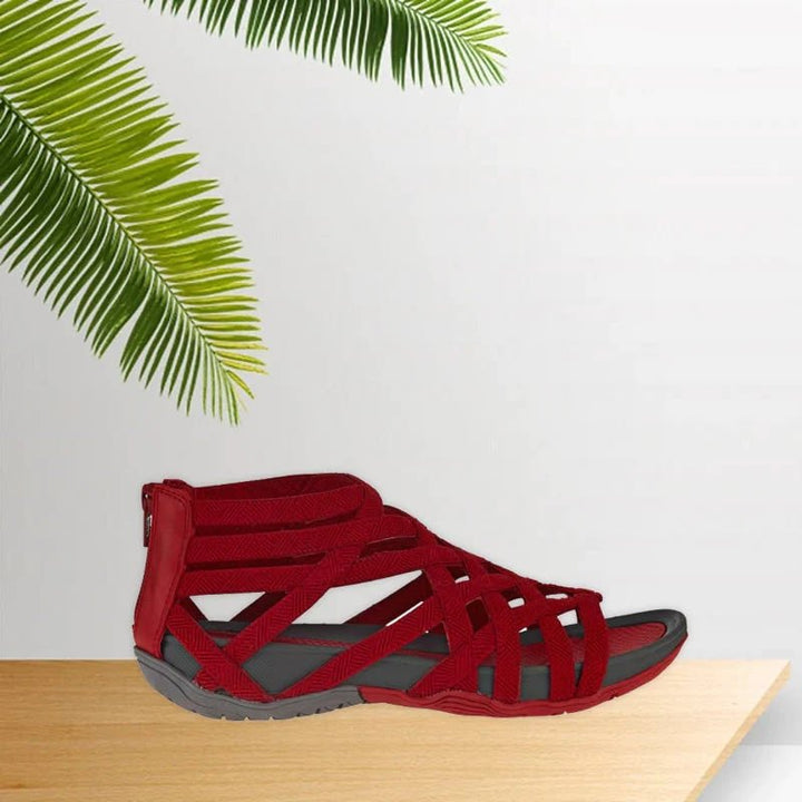Women's Orthopedic Gladiator Flat Sandals Cutout Ankle Strap